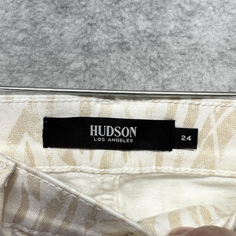 Hudson Holly Straight Jean Womens 24x30 Beige White Animal Print High Rise Denim - Picture 3 of 10